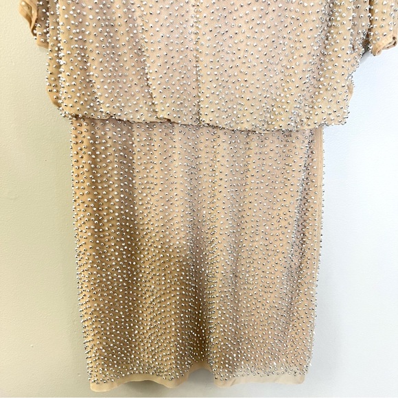 CACHE embellished nude dress, mini, sparkle size 4 - Picture 3 of 12